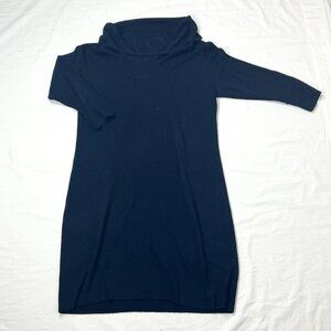 Connected Woman Plus Size 1X Dress Navy Blue Turtleneck Knit Long Sleeve Acrylic